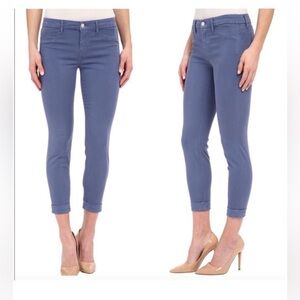 J Brand Anja Ankle Cuff Denim High Rise Cropped Skinny Pant- midnight blue